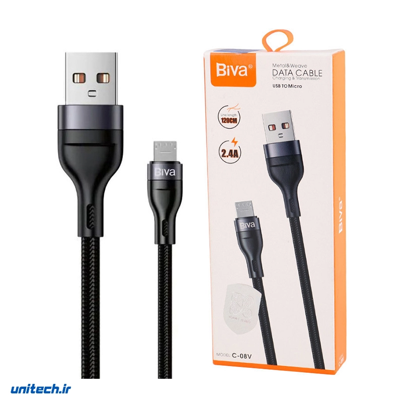 کابل میکرو یو اس بی 2.4 آمپر بیوا C08V طول 1.2 متر3